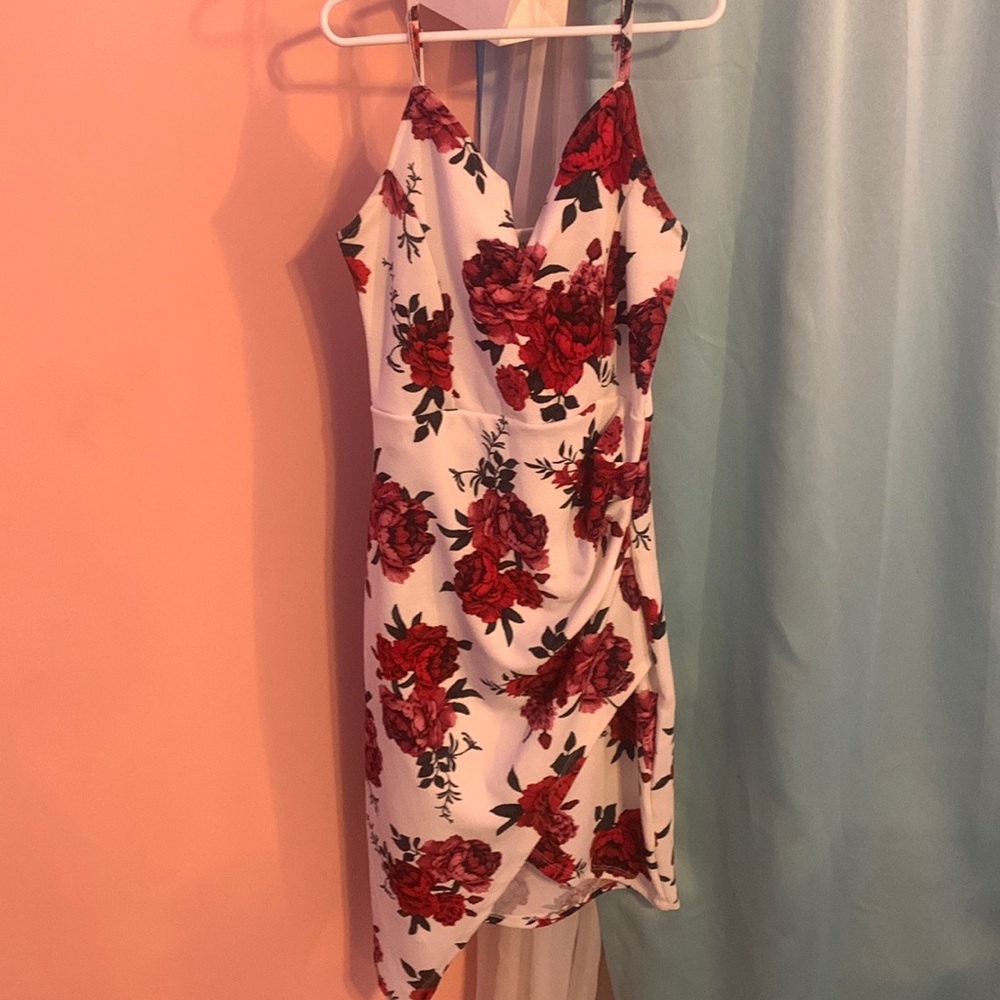 White and red rose dress